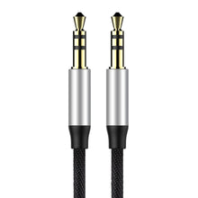 Заредете изображение във визуализатора на галерията – Baseus Yiven M30 stereo AUX 3.5 mm audio cable male mini jack 0.5m silver-black (CAM30-AS1) - TopMag
