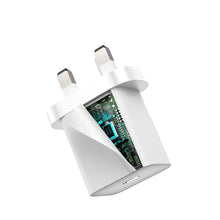 Заредете изображение във визуализатора на галерията – Baseus Super Si Quick Charger 1C 20W UK Sets White（With Superior Series Fast Charging Data Cable Type-C to iP PD 20W 1m White) - TopMag
