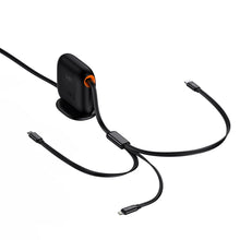 Заредете изображение във визуализатора на галерията – Baseus Traction Series Retractable 3-in-1 Fast Charging Cable Desktop Organizer Type-C to M+L+C 100W 1.7m Black - TopMag
