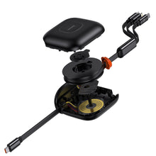Заредете изображение във визуализатора на галерията – Baseus Traction Series Retractable 3-in-1 Fast Charging Cable Desktop Organizer Type-C to M+L+C 100W 1.7m Black - TopMag
