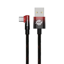 Заредете изображение във визуализатора на галерията – Baseus MVP 2 Elbow-shaped Fast Charging Data Cable USB to Type-C 100W 1m Black+Red
