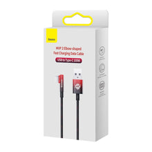 Заредете изображение във визуализатора на галерията – Baseus MVP 2 Elbow-shaped Fast Charging Data Cable USB to Type-C 100W 1m Black+Red
