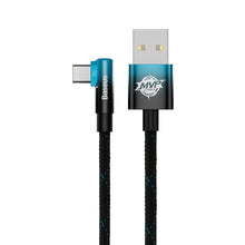 Заредете изображение във визуализатора на галерията – Baseus MVP 2 Elbow-shaped Fast Charging Data Cable USB to Type-C 100W 1m Black+Blue
