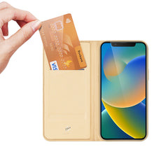 Заредете изображение във визуализатора на галерията – Dux Ducis Skin Pro Holster Cover Flip iPhone 14 gold - TopMag
