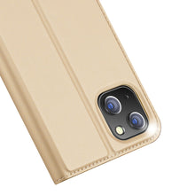 Заредете изображение във визуализатора на галерията – Dux Ducis Skin Pro Holster Flip Cover for iPhone 14 Plus gold - TopMag
