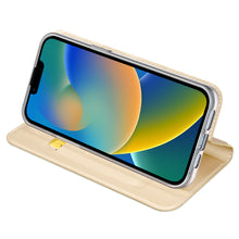 Заредете изображение във визуализатора на галерията – Dux Ducis Skin Pro Holster Flip Cover for iPhone 14 Plus gold - TopMag
