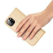Заредете изображение във визуализатора на галерията – Dux Ducis Skin Pro Holster Flip Cover for iPhone 14 Plus gold - TopMag
