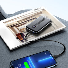 Заредете изображение във визуализатора на галерията – Joyroom power bank with built-in Lightning cable 20W 10000mAh PD QC3.0 black (JR-L001- Lightning) - TopMag
