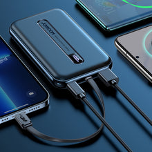 Заредете изображение във визуализатора на галерията – Joyroom power bank with built-in Lightning cable 20W 10000mAh PD QC3.0 black (JR-L001- Lightning) - TopMag
