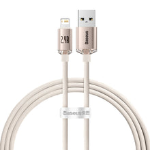 Заредете изображение във визуализатора на галерията – Baseus Crystal Shine Series USB cable - Lightning 2,4A 20W 1,2m pink (CAJY001104) - TopMag

