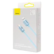 Заредете изображение във визуализатора на галерията – Baseus Crystal Shine Series USB cable - Lightning 2,4A 20W 2m blue (CAJY001203) - TopMag
