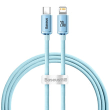 Заредете изображение във визуализатора на галерията – Baseus Crystal Shine Series USB Type C cable - Lightning Fast Charging Power Delivery 20W 1.2m blue (CAJY001303) - TopMag
