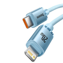 Заредете изображение във визуализатора на галерията – Baseus Crystal Shine Series USB Type C cable - Lightning Fast Charging Power Delivery 20W 1.2m blue (CAJY001303) - TopMag

