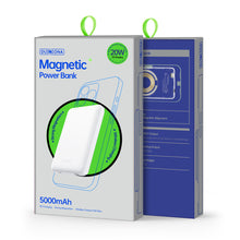 Заредете изображение във визуализатора на галерията – Duzzona magnetic powerbank 5000 mAh with wireless charging function (MagSafe, Qi) USB-C 20W white (W4) - TopMag
