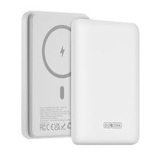 Заредете изображение във визуализатора на галерията – Duzzona magnetic powerbank 5000 mAh with wireless charging function (MagSafe, Qi) USB-C 20W white (W4) - TopMag
