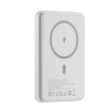Заредете изображение във визуализатора на галерията – Duzzona magnetic powerbank 5000 mAh with wireless charging function (MagSafe, Qi) USB-C 20W white (W4) - TopMag
