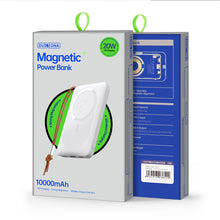 Заредете изображение във визуализатора на галерията – Duzzona magnetic powerbank 10000 mAh with wireless charging function (MagSafe, Qi) USB-A / USB-C 22.5W white (W5) - TopMag
