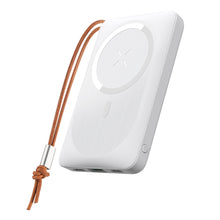 Заредете изображение във визуализатора на галерията – Duzzona magnetic powerbank 10000 mAh with wireless charging function (MagSafe, Qi) USB-A / USB-C 22.5W white (W5) - TopMag
