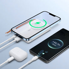 Заредете изображение във визуализатора на галерията – Duzzona magnetic powerbank 10000 mAh with wireless charging function (MagSafe, Qi) USB-A / USB-C 22.5W white (W5) - TopMag
