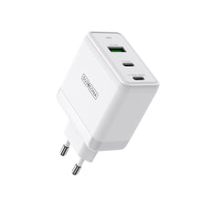 Заредете изображение във визуализатора на галерията – Duzzona 3-port GaN charger 2 x USB Type C + USB 65W PD QC3.0 white (T1) - TopMag
