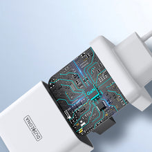 Заредете изображение във визуализатора на галерията – Duzzona 3-port GaN charger 2 x USB Type C + USB 65W PD QC3.0 white (T1) - TopMag
