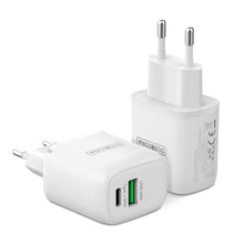 Заредете изображение във визуализатора на галерията – Duzzona 30W PD QC3.0 USB Type C / USB charger white (T2) - TopMag
