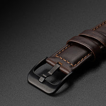 Заредете изображение във визуализатора на галерията – Dux Ducis Leather Strap Strap For Samsung Galaxy Watch / Huawei Watch / Honor Watch / Xiaomi Watch (22mm band) Leather Wristband Dark Brown (Business Version) - TopMag
