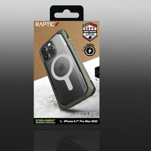 Заредете изображение във визуализатора на галерията – Raptic X-Doria Secure Case for iPhone 14 Pro Max with MagSafe armored cover green - TopMag
