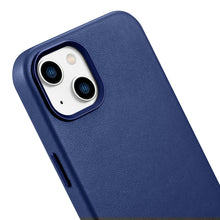 Заредете изображение във визуализатора на галерията – iCarer Case Leather Genuine Leather Case Cover for iPhone 14 Blue (WMI14220705-BU) (MagSafe Compatible) - TopMag
