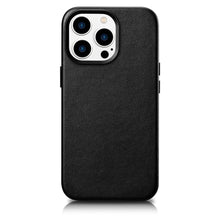 Заредете изображение във визуализатора на галерията – iCarer Case Leather Genuine Leather Case Cover for iPhone 14 Pro Black (WMI14220706-BK) (MagSafe Compatible) - TopMag
