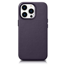 Заредете изображение във визуализатора на галерията – iCarer Case Leather Genuine Leather Case Cover for iPhone 14 Pro Max Dark Purple (WMI14220708-DP) (MagSafe Compatible) - TopMag
