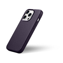 Заредете изображение във визуализатора на галерията – iCarer Case Leather Genuine Leather Case Cover for iPhone 14 Pro Max Dark Purple (WMI14220708-DP) (MagSafe Compatible) - TopMag
