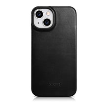 Заредете изображение във визуализатора на галерията – iCarer CE Oil Wax Premium Leather Folio Case Leather Case iPhone 14 Flip Magnetic MagSafe Black (AKI14220705-BK) - TopMag
