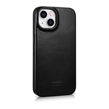 Заредете изображение във визуализатора на галерията – iCarer CE Oil Wax Premium Leather Folio Case Leather Case iPhone 14 Flip Magnetic MagSafe Black (AKI14220705-BK) - TopMag
