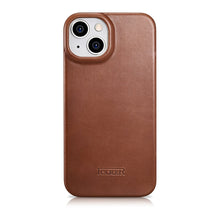 Заредете изображение във визуализатора на галерията – iCarer CE Oil Wax Premium Leather Folio Case Leather Case for iPhone 14 Flip Magnetic MagSafe Brown (AKI14220705-BN) - TopMag
