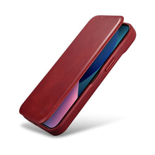 Заредете изображение във визуализатора на галерията – iCarer CE Oil Wax Premium Leather Folio Case Leather Case for iPhone 14 Flip Magnetic MagSafe Red (AKI14220705-RD) - TopMag
