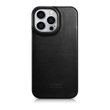Заредете изображение във визуализатора на галерията – iCarer CE Oil Wax Premium Leather Folio Case Leather Case for iPhone 14 Pro Flip Magnetic MagSafe Black (AKI14220706-BK) - TopMag
