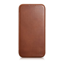 Заредете изображение във визуализатора на галерията – iCarer CE Oil Wax Premium Leather Folio Case Leather Case for iPhone 14 Pro Flip Magnetic MagSafe Brown (AKI14220706-BN) - TopMag
