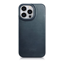 Заредете изображение във визуализатора на галерията – iCarer CE Oil Wax Premium Leather Folio Case Leather Case for iPhone 14 Pro Flip Magnetic MagSafe Blue (AKI14220706-BU) - TopMag
