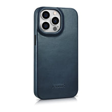 Заредете изображение във визуализатора на галерията – iCarer CE Oil Wax Premium Leather Folio Case Leather Case for iPhone 14 Pro Flip Magnetic MagSafe Blue (AKI14220706-BU) - TopMag
