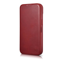 Заредете изображение във визуализатора на галерията – iCarer CE Oil Wax Premium Leather Folio Case Leather Case for iPhone 14 Pro Flip Magnetic MagSafe Red (AKI14220706-RD) - TopMag
