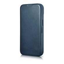 Заредете изображение във визуализатора на галерията – iCarer CE Oil Wax Premium Leather Folio Case Leather Case for iPhone 14 Plus Flip Magnetic MagSafe Blue (AKI14220707-BU) - TopMag
