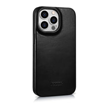 Заредете изображение във визуализатора на галерията – iCarer CE Oil Wax Premium Leather Folio Case Leather Case for iPhone 14 Pro Max Flip Magnetic MagSafe Black (AKI14220708-BK) - TopMag
