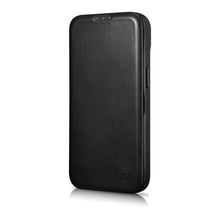 Заредете изображение във визуализатора на галерията – iCarer CE Oil Wax Premium Leather Folio Case Leather Case for iPhone 14 Pro Max Flip Magnetic MagSafe Black (AKI14220708-BK) - TopMag
