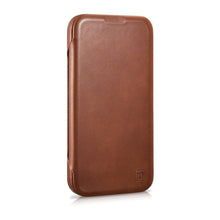 Заредете изображение във визуализатора на галерията – iCarer CE Oil Wax Premium Leather Folio Case Leather Case for iPhone 14 Pro Max Flip Magnetic MagSafe Brown (AKI14220708-BN) - TopMag
