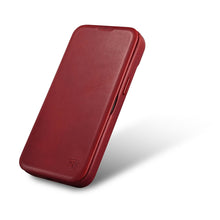 Заредете изображение във визуализатора на галерията – iCarer CE Oil Wax Premium Leather Folio Case Leather Case for iPhone 14 Pro Max Flip Magnetic MagSafe Red (AKI14220708-RD) - TopMag
