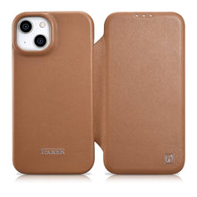Заредете изображение във визуализатора на галерията – iCarer CE Premium Leather Folio Case iPhone 14 Flip Magnetic MagSafe Brown (WMI14220713-BN) - TopMag
