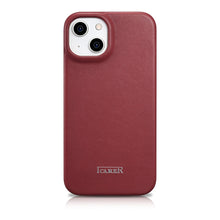 Заредете изображение във визуализатора на галерията – iCarer CE Premium Leather Folio Case iPhone 14 Flip Magnetic MagSafe Red (WMI14220713-RD) - TopMag

