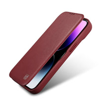 Заредете изображение във визуализатора на галерията – iCarer CE Premium Leather Folio Case iPhone 14 Flip Magnetic MagSafe Red (WMI14220713-RD) - TopMag
