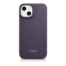 Заредете изображение във визуализатора на галерията – iCarer CE Premium Leather Folio Case iPhone 14 Flip Magnetic MagSafe Leather Case Dark Purple (WMI14220713-DP) - TopMag
